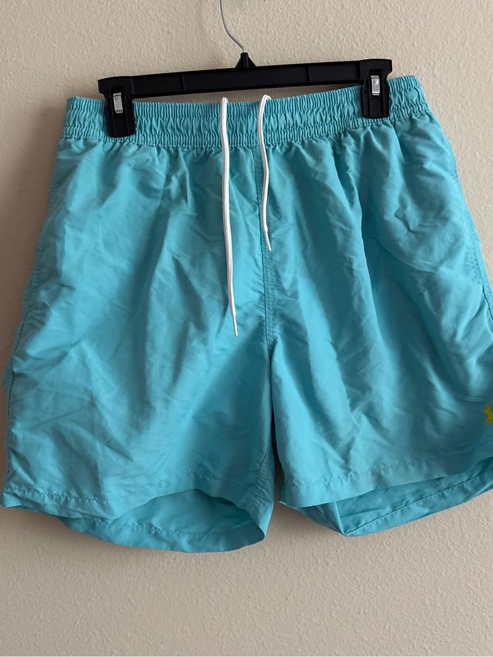 Polo by Ralph Lauren Men's Aqua Swim Trunks with White Drawstring